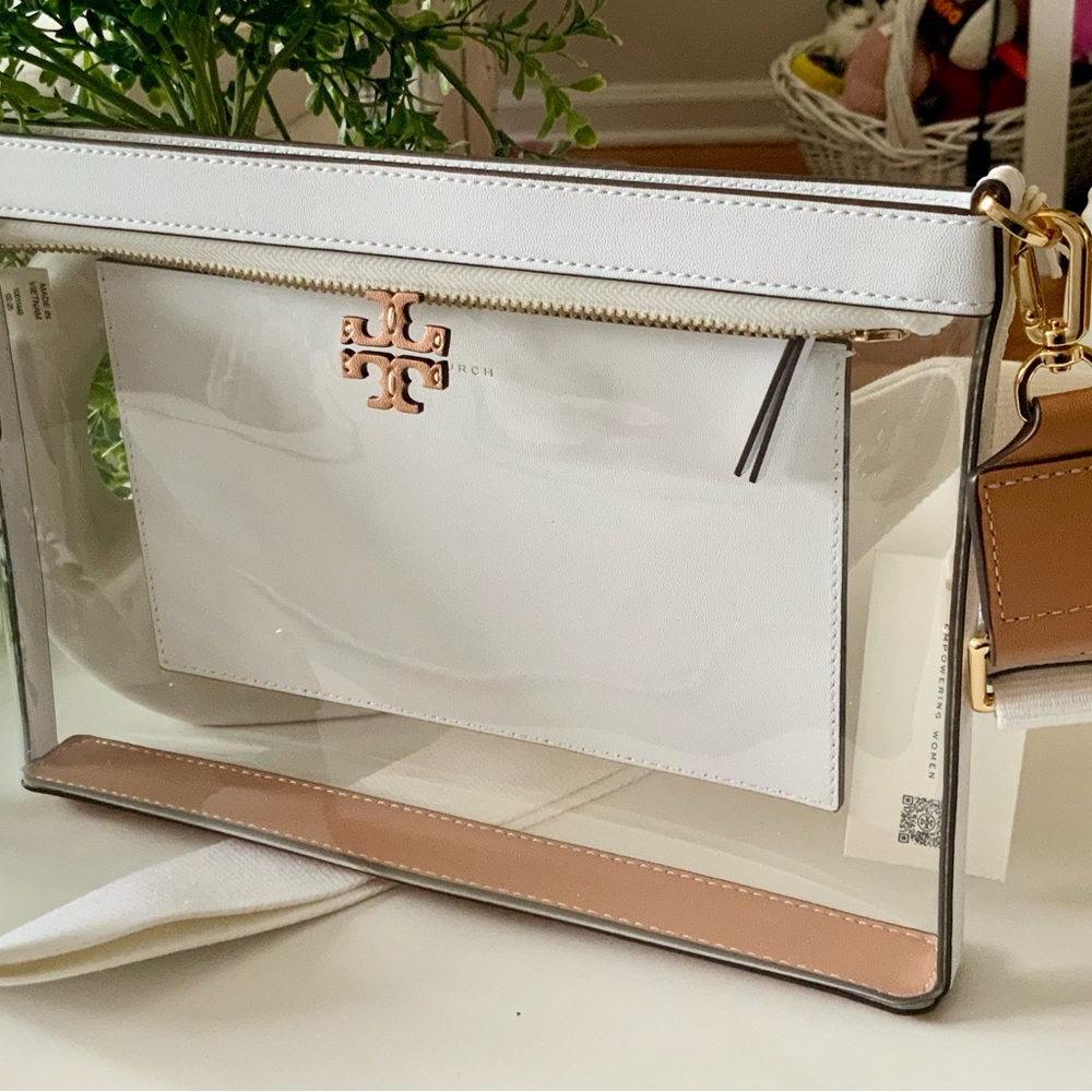 NWT TORY BURCH BLAKE CLEAR WHITE/NATURAL SWINGPACK CROSSBODY BAG - Picture 3 of 9